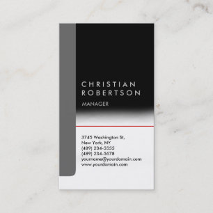 Vertical black grey red chic trendy business card