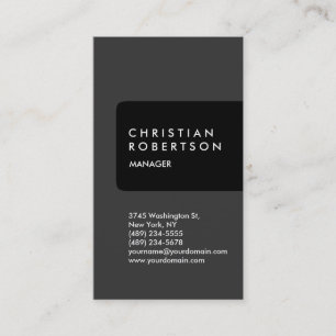 Vertical black grey trendy business card