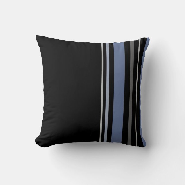 Vertical Black Multicolor Stripe Pillow (Front)