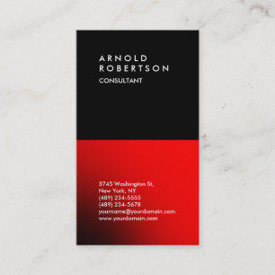 Vertical Black Red Trendy Consultant Business Card