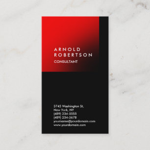 Vertical Black Red Trendy Consultant Business Card