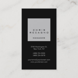 Vertical Black Silver Grey Square Business Card