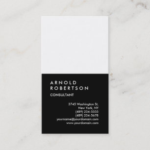 Vertical Black White Chic Consultant Business Card