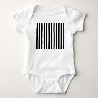 Vertical Black & White Classic Stripes Baby Bodysuit