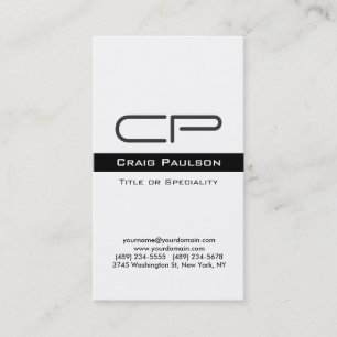 Vertical Black White Monogram Business Card