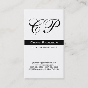 Vertical Black White Monogram Business Card