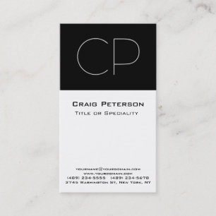Vertical Black White Monogram Business Card
