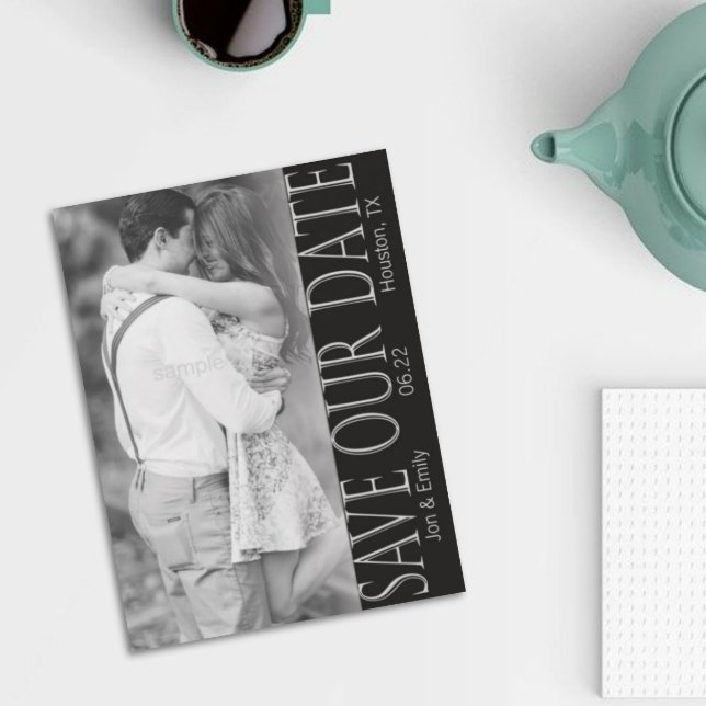 Vertical Black & White Save the Date 5 x 7 Announcement (Creator Uploaded)