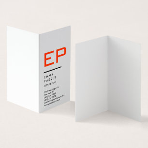 Vertical Black White Trendy Red Monogram Business Card