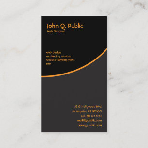 Vertical Black with Orange Professional Business Card
