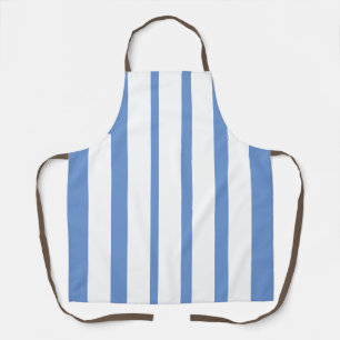 Vertical Blue And White Stripes  Apron