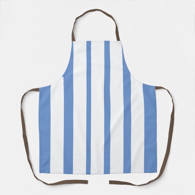 Vertical Blue And White Stripes  Apron (Front)