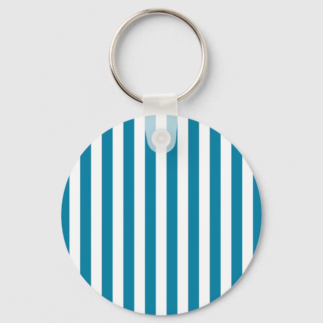 Vertical Blue and white stripes  Key Ring (Front)