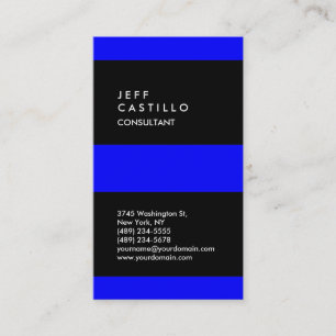 Vertical Blue Black Striped Trendy Business Card