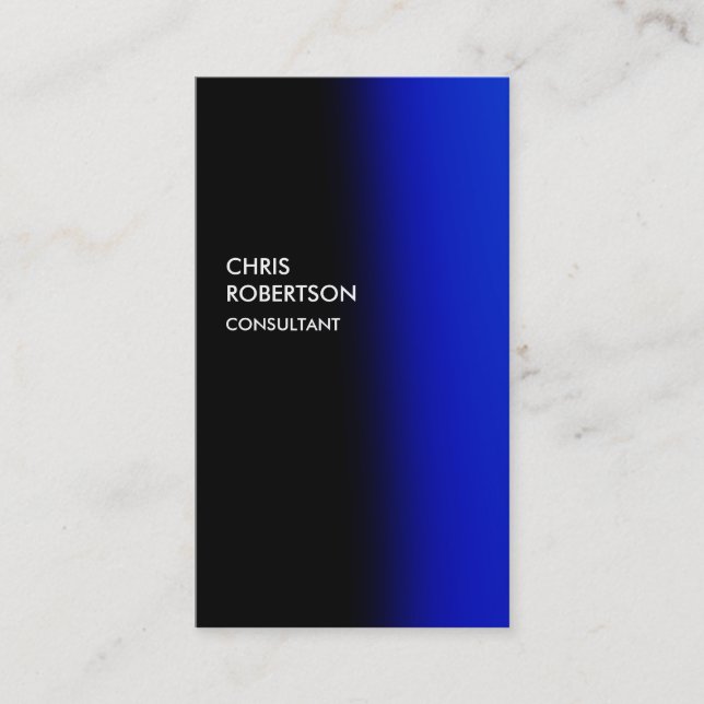 Vertical Blue Black Unique Business Card (Front)