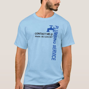 Vertical Blue Faucet Motif Plumbing Service T-Shirt