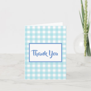 Vertical Blue Gingham Thank You Card