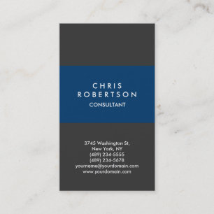 Vertical Blue Grey Minimal Business Card