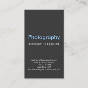Vertical Blue Grey Plain Photography Business Card