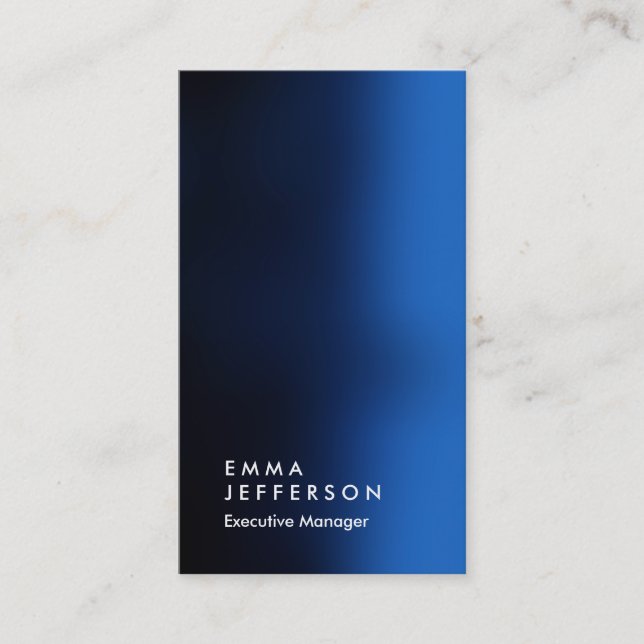 Vertical blue sharp professional plain business card (Front)