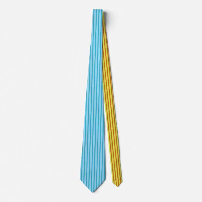 Vertical Blue Stripes & Contrasting Back Necktie (Front)
