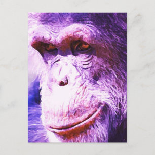 Vertical Blue Tones Chimpanzee Head Postcard