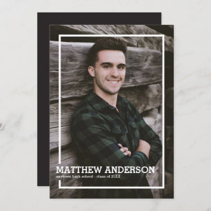 Vertical Border Photo Graduation Party Invitation