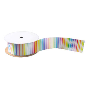 Vertical Broader Spectrum Rainbow and White Stripe Satin Ribbon