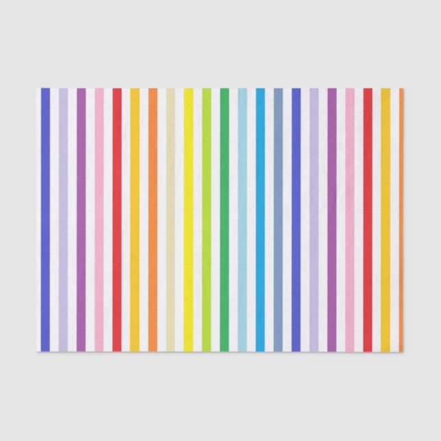 Vertical Broader Spectrum Rainbow and White Stripe Tissue Paper (Front)