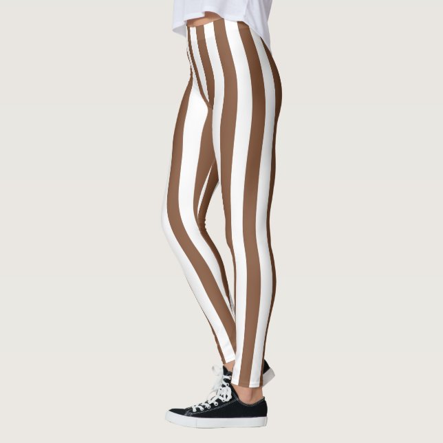 Vertical Brown and White Stripes Leggings (Left)