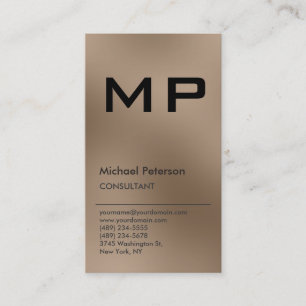 Vertical Browny Black Monogram Business Card