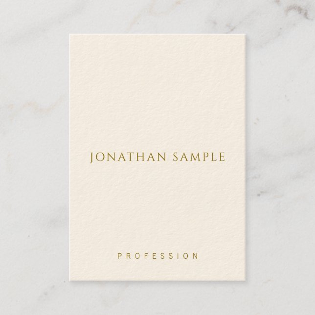 Vertical Business Cards Gold Text Elegant Template (Front)