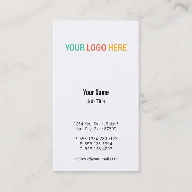 Vertical business logo custom product photo business card (Front)