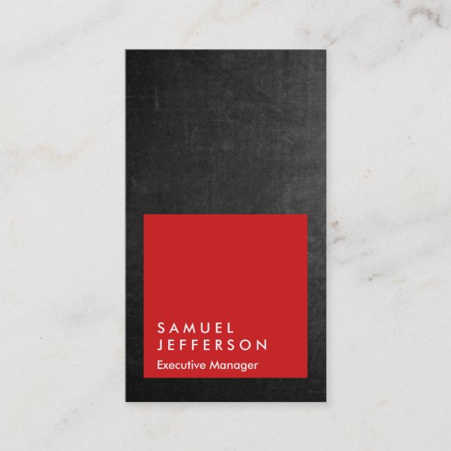 Vertical chalkboard grey red professional plain business card (Front)