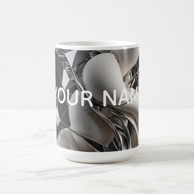 Vertical Chrome Twist - Premium 3D Abstract Coffee Mug (Center)