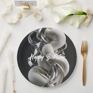 Vertical Chrome Twist - Premium 3D Abstract Paper Plate