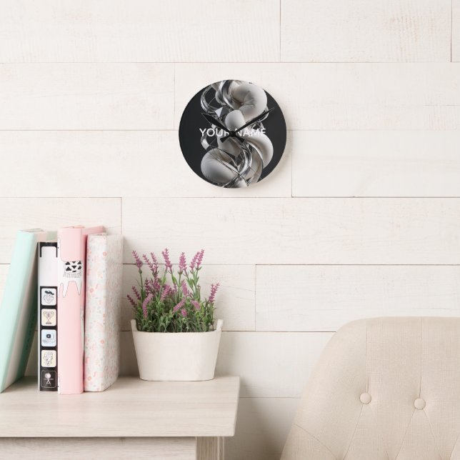 Vertical Chrome Twist - Premium 3D Abstract Round Clock (Reading Room)