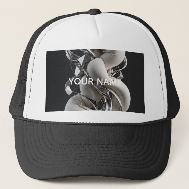 Vertical Chrome Twist - Premium 3D Abstract Trucker Hat (Front)