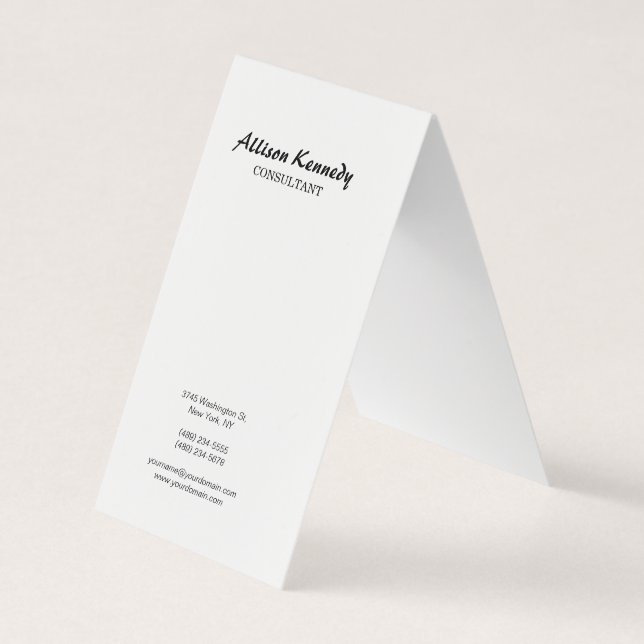 Vertical Chubby Brush Script Modern Minimalist Business Card (Front)
