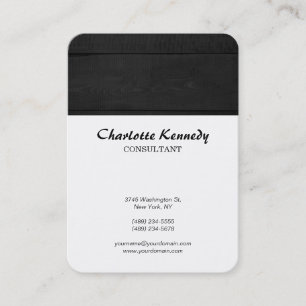 Vertical Chubby Minimalist Grey Wood White Script Business Card