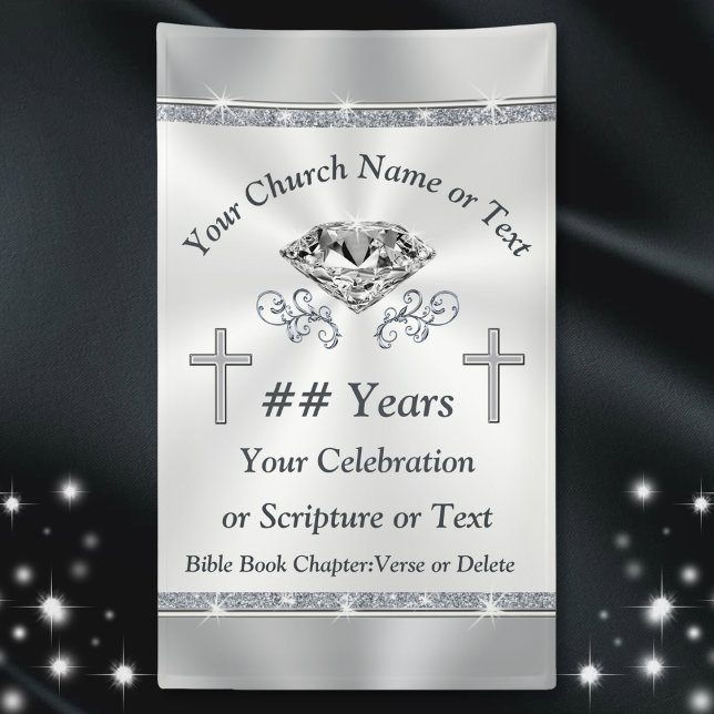 Vertical Church Vinyl Banners for Any Occasion (Christian Wedding Banner. Diamond Wedding Banner. Diamond themed wedding. Church Celebration Ideas.)
