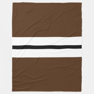 Vertical Cocoa Slender Black White Centre Stripes Fleece Blanket