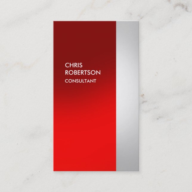 Vertical Colourful Red Grey Stripes Business Card (Front)