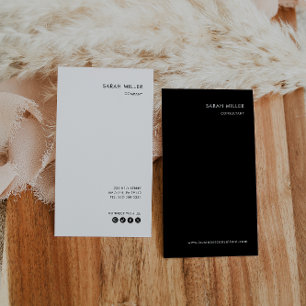 Vertical Consultant Minimalist Formal Black White Business Card