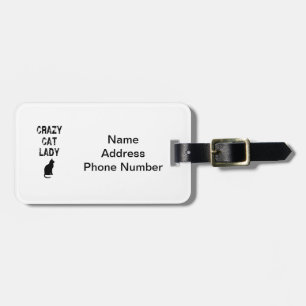 Vertical Crazy Cat Lady Design Luggage Tag