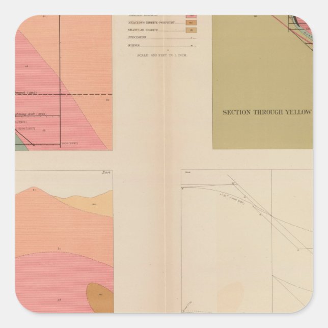 Vertical Cross Sections of the Lode, Belcher Mine Square Sticker (Front)
