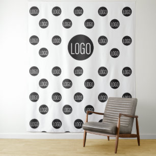 Vertical Custom Logo Company step and repeat Tapestry