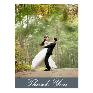 Vertical Custom Wedding Photo Thank You Postcard