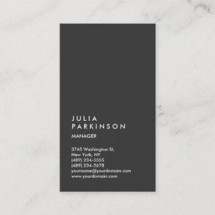 Vertical Dark Grey Trendy Manager Consultant Business Card