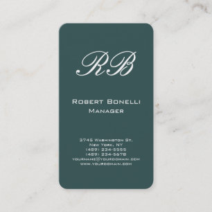 Vertical Dark Slate Grey Monogram Business Card